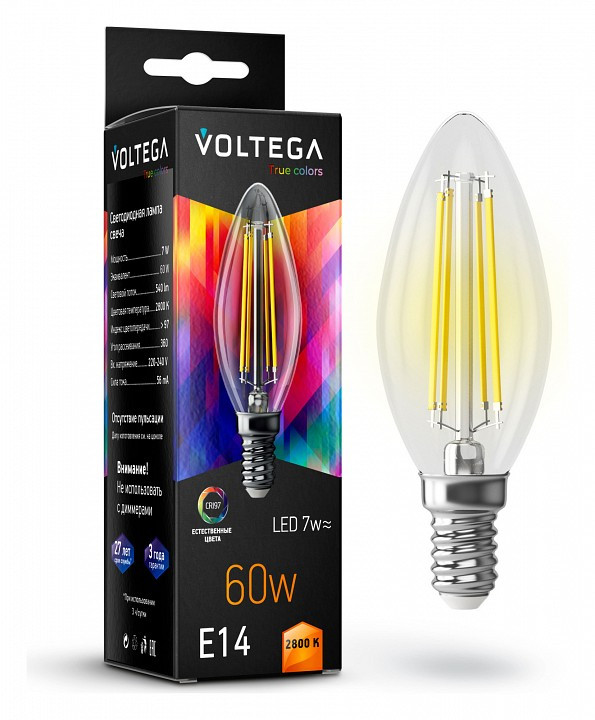 Лампа светодиодная Voltega True colors E14 7Вт 2800K VG10-C35E14warm7W-FHR
