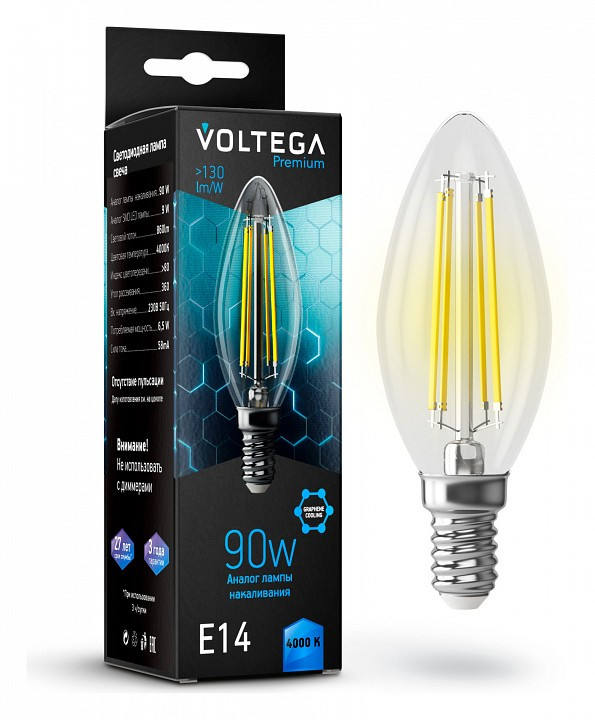 Лампа светодиодная Voltega Premium E14 7Вт 4000K VG10-C35E14cold9W-F