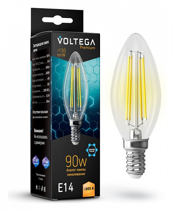 Лампа светодиодная Voltega Premium E14 7Вт 2800K VG10-C35E14warm9W-F