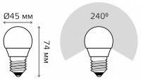 Лампа светодиодная Gauss E27 6Вт 3000K 53216