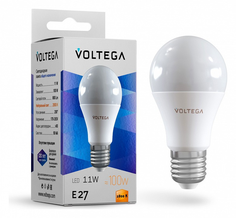 Лампа светодиодная Voltega Simple E27 11Вт 2800K VG2-A2E27warm11W